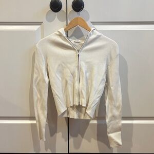 Brandy Melville Cream Zip-Up Hoodie